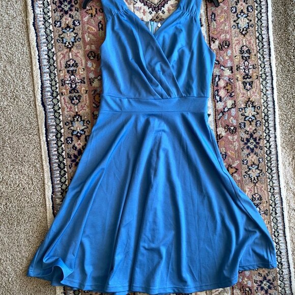 NWT Grace Karin Blue Swing Sleeveless Dress w/ Zipper Size SMALL - Picture 9 of 12